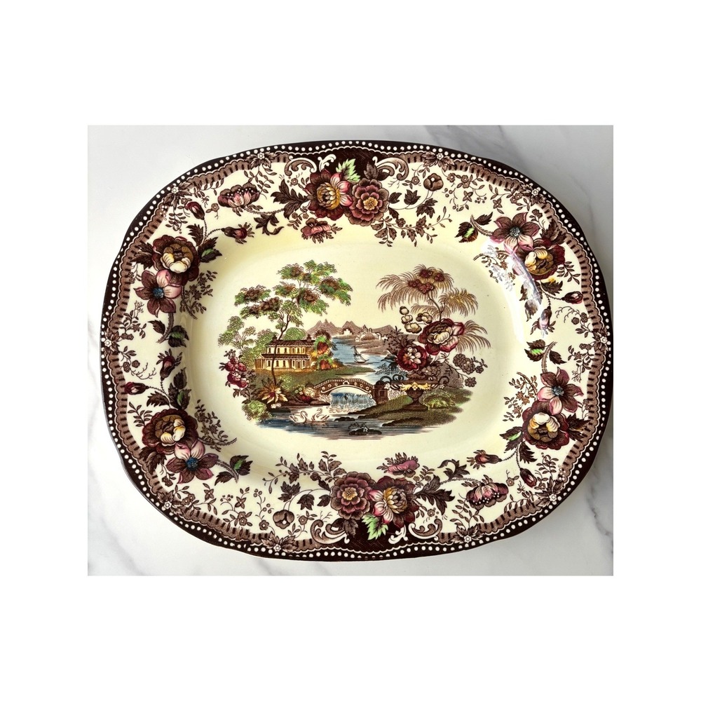 Royal‎ Staffordshire Tonquin Clarice Cliff Brown Multi Color 11" Oval Platter